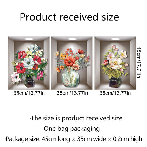 Wall Sticker 3D Vase Plant Sticker Decoration