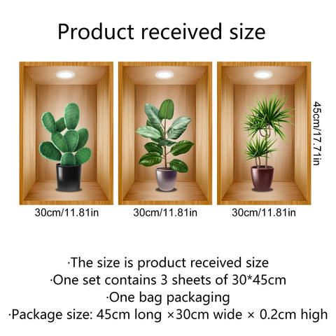 Wall Sticker 3D Vase Plant Sticker Decoration