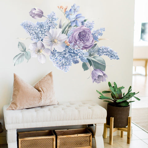 Watercolor Flowers Wall Sticker Background Self-adhesive Wall Sticker